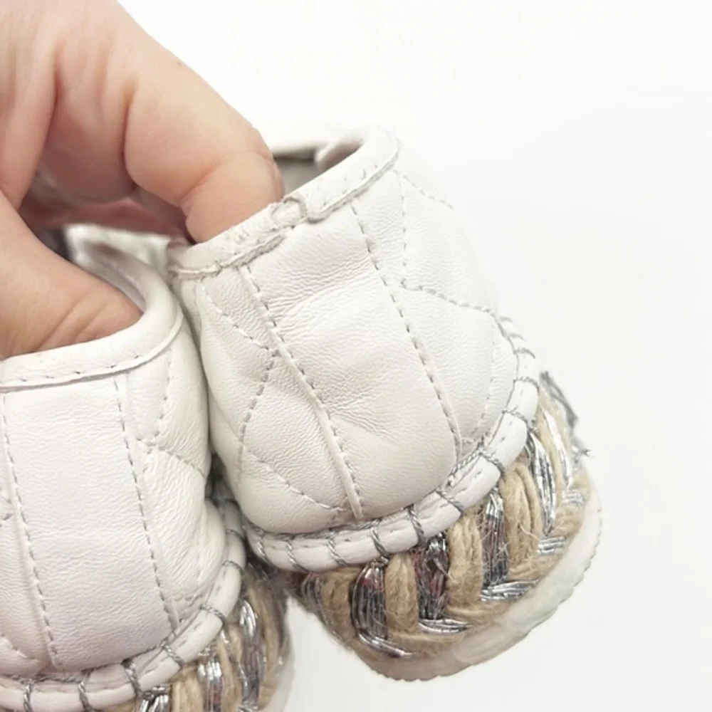 J/Slides Renata White Quilted Flatform Espadrilles size 10